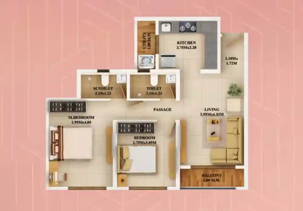 2 BHK Floor Plan