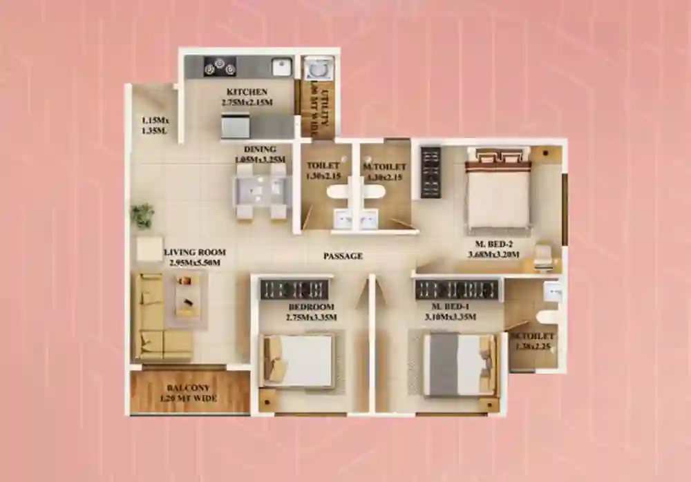 3 BHK Floor Plan